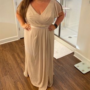 Davids Bridal Flutter Sleeve Chiffon Dress